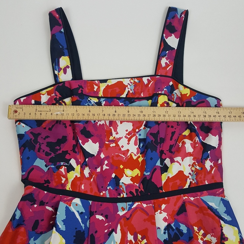 Adrianna Papell Floral Fit and Flare Dress Womens 6 Blue Sundresse - Picture 6 of 8